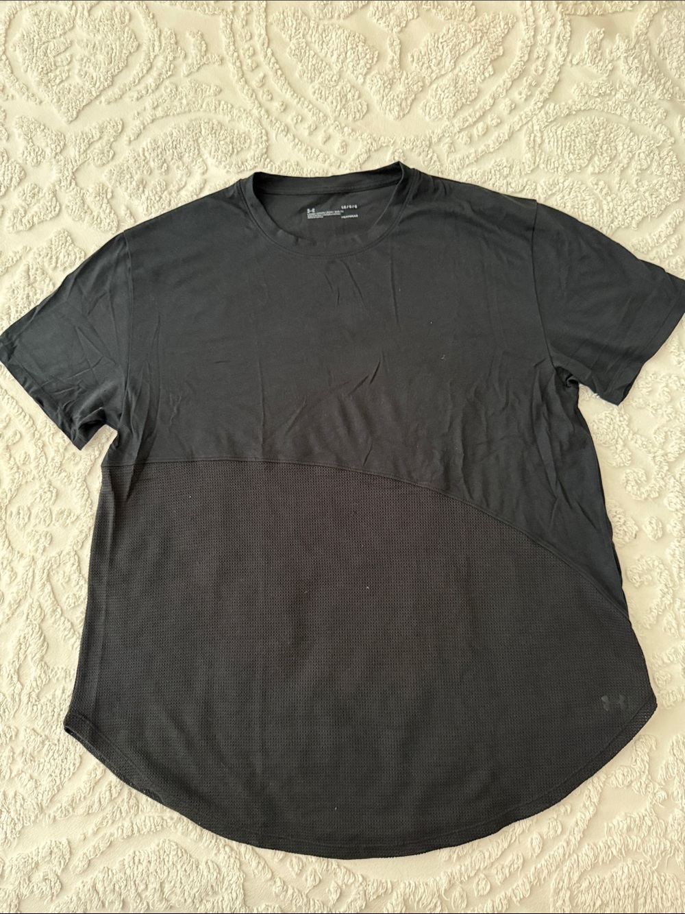 Under Armour Black Short-Sleeve Crew with Textured Lower Panel